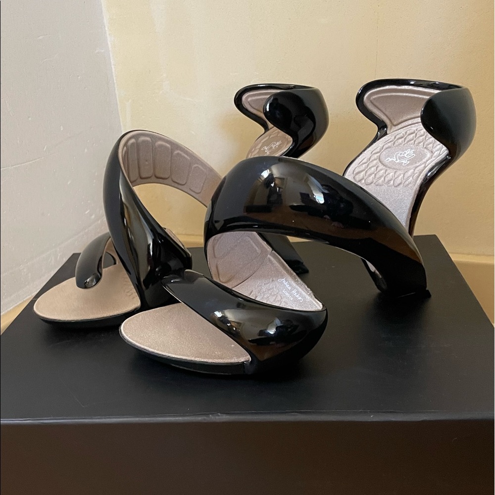 Julian Hakes London Mojito Sandal Heels Black and Pewter